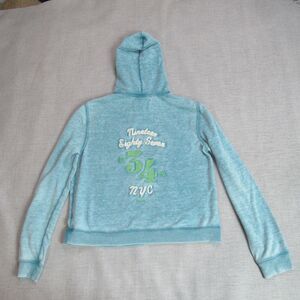 Aeropostale Hoodie Womens XL Teal Rustic Grunge Long Sleeve Pullover Sweatshirt